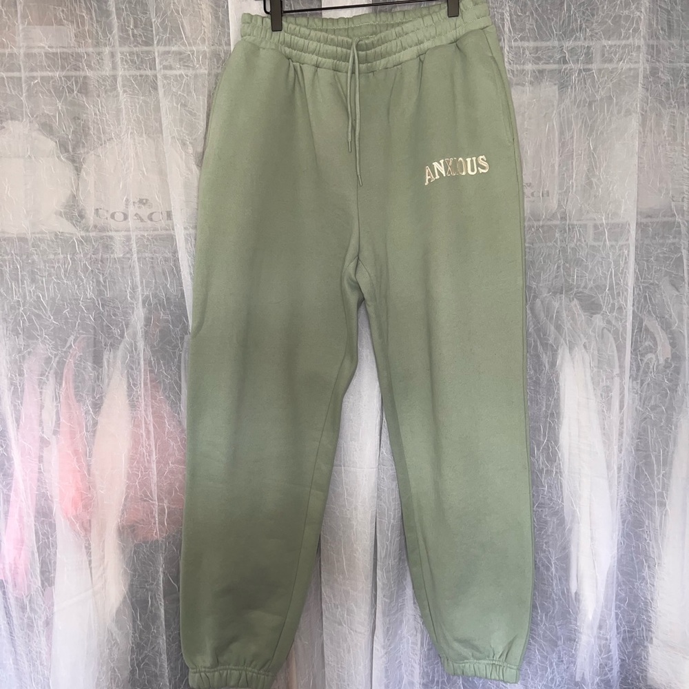 NWOT SEE THE WAY I SEE ANXIOUS SWEATPANTS (green size XL)